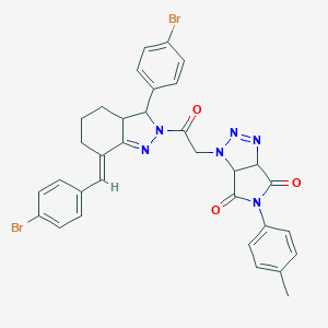 molecular formula C33H28Br2N6O3 B453974 1-{2-[(7E)-7-(4-bromobenzylidene)-3-(4-bromophenyl)-3,3a,4,5,6,7-hexahydro-2H-indazol-2-yl]-2-oxoethyl}-5-(4-methylphenyl)-3a,6a-dihydropyrrolo[3,4-d][1,2,3]triazole-4,6(1H,5H)-dione 