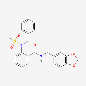 molecular formula C23H22N2O5S B4539741 N-(1,3-benzodioxol-5-ylmethyl)-2-[benzyl(methylsulfonyl)amino]benzamide 