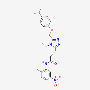 molecular formula C23H27N5O4S B4539745 2-({4-ethyl-5-[(4-isopropylphenoxy)methyl]-4H-1,2,4-triazol-3-yl}thio)-N-(2-methyl-5-nitrophenyl)acetamide 