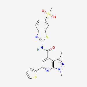 molecular formula C21H17N5O3S3 B4539750 1,3-dimethyl-N-[6-(methylsulfonyl)-1,3-benzothiazol-2-yl]-6-(2-thienyl)-1H-pyrazolo[3,4-b]pyridine-4-carboxamide 