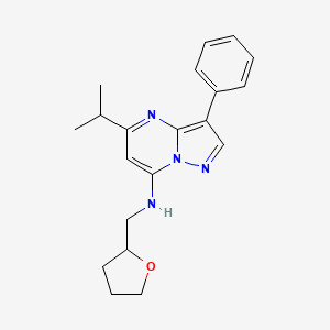 molecular formula C20H24N4O B4539787 5-isopropyl-3-phenyl-N-(tetrahydro-2-furanylmethyl)pyrazolo[1,5-a]pyrimidin-7-amine 
