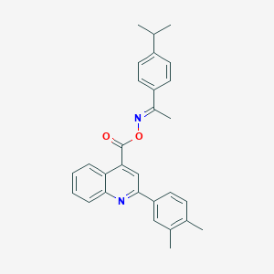 molecular formula C29H28N2O2 B453979 1-(4-isopropylphenyl)ethanone O-{[2-(3,4-dimethylphenyl)-4-quinolinyl]carbonyl}oxime 