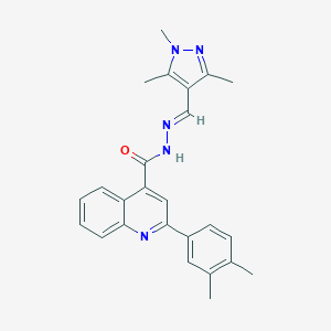 molecular formula C25H25N5O B453981 2-(3,4-dimethylphenyl)-N'-[(1,3,5-trimethyl-1H-pyrazol-4-yl)methylene]-4-quinolinecarbohydrazide 