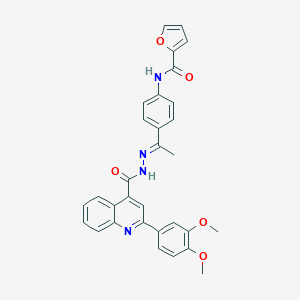 N-[4-(N-{[2-(3,4-dimethoxyphenyl)-4-quinolinyl]carbonyl}ethanehydrazonoyl)phenyl]-2-furamide