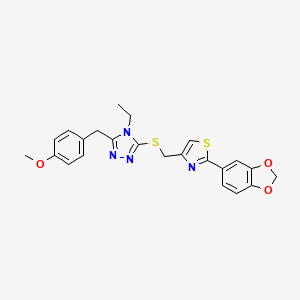 molecular formula C23H22N4O3S2 B4539857 3-({[2-(1,3-benzodioxol-5-yl)-1,3-thiazol-4-yl]methyl}thio)-4-ethyl-5-(4-methoxybenzyl)-4H-1,2,4-triazole 