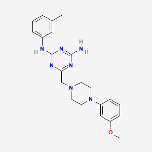 molecular formula C22H27N7O B4539875 6-{[4-(3-methoxyphenyl)-1-piperazinyl]methyl}-N-(3-methylphenyl)-1,3,5-triazine-2,4-diamine 