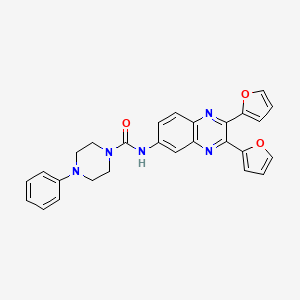 molecular formula C27H23N5O3 B4539884 N-(2,3-di-2-furyl-6-quinoxalinyl)-4-phenyl-1-piperazinecarboxamide 