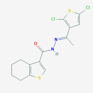 molecular formula C15H14Cl2N2OS2 B453990 N'-[1-(2,5-dichloro-3-thienyl)ethylidene]-4,5,6,7-tetrahydro-1-benzothiophene-3-carbohydrazide 