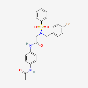 molecular formula C23H22BrN3O4S B4539922 N~1~-[4-(acetylamino)phenyl]-N~2~-(4-bromobenzyl)-N~2~-(phenylsulfonyl)glycinamide 