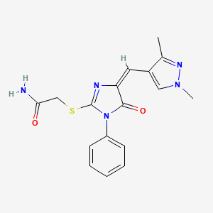 molecular formula C17H17N5O2S B4539976 2-({4-[(1,3-二甲基-1H-吡唑-4-基)亚甲基]-5-氧代-1-苯基-4,5-二氢-1H-咪唑-2-基}硫代)乙酰胺 