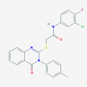 N-(3-chloro-4-fluorophenyl)-2-{[3-(4-methylphenyl)-4-oxo-3,4-dihydro-2-quinazolinyl]thio}acetamide