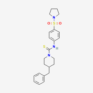 molecular formula C23H29N3O2S2 B4540034 4-benzyl-N-[4-(1-pyrrolidinylsulfonyl)phenyl]-1-piperidinecarbothioamide 
