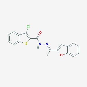 molecular formula C19H13ClN2O2S B454006 N'-[1-(1-benzofuran-2-yl)ethylidene]-3-chloro-1-benzothiophene-2-carbohydrazide 