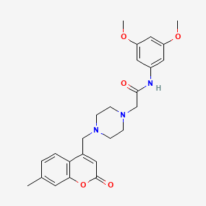 molecular formula C25H29N3O5 B4540067 N-(3,5-dimethoxyphenyl)-2-{4-[(7-methyl-2-oxo-2H-chromen-4-yl)methyl]-1-piperazinyl}acetamide 