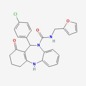 molecular formula C25H22ClN3O3 B4540073 11-(4-chlorophenyl)-N-(2-furylmethyl)-1-oxo-1,2,3,4,5,11-hexahydro-10H-dibenzo[b,e][1,4]diazepine-10-carboxamide 