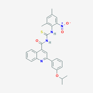molecular formula C28H26N4O4S B454014 N-{2-nitro-4,6-dimethylphenyl}-N'-{[2-(3-isopropoxyphenyl)-4-quinolinyl]carbonyl}thiourea 