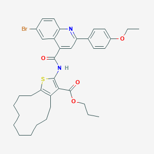 molecular formula C36H41BrN2O4S B454017 Propyl 2-({[6-bromo-2-(4-ethoxyphenyl)-4-quinolinyl]carbonyl}amino)-4,5,6,7,8,9,10,11,12,13-decahydrocyclododeca[b]thiophene-3-carboxylate 