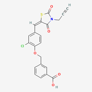 3-[(2-chloro-4-{[2,4-dioxo-3-(2-propyn-1-yl)-1,3-thiazolidin-5-ylidene]methyl}phenoxy)methyl]benzoic acid