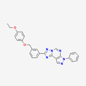 molecular formula C27H22N6O2 B4540187 2-{3-[(4-ethoxyphenoxy)methyl]phenyl}-7-phenyl-7H-pyrazolo[4,3-e][1,2,4]triazolo[1,5-c]pyrimidine 