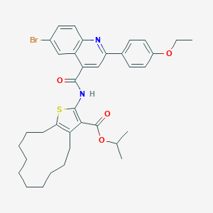 molecular formula C36H41BrN2O4S B454020 Isopropyl 2-({[6-bromo-2-(4-ethoxyphenyl)-4-quinolinyl]carbonyl}amino)-4,5,6,7,8,9,10,11,12,13-decahydrocyclododeca[b]thiophene-3-carboxylate 