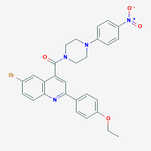 molecular formula C28H25BrN4O4 B454021 6-Bromo-2-(4-ethoxyphenyl)-4-[(4-{4-nitrophenyl}-1-piperazinyl)carbonyl]quinoline 