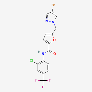 molecular formula C16H10BrClF3N3O2 B4540215 5-[(4-bromo-1H-pyrazol-1-yl)methyl]-N-[2-chloro-4-(trifluoromethyl)phenyl]-2-furamide 