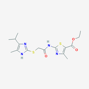 molecular formula C16H22N4O3S2 B4540273 ethyl 2-({[(5-isopropyl-4-methyl-1H-imidazol-2-yl)thio]acetyl}amino)-4-methyl-1,3-thiazole-5-carboxylate 