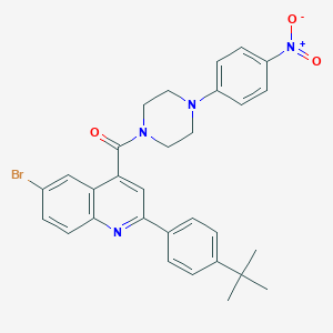 molecular formula C30H29BrN4O3 B454028 6-Bromo-2-(4-tert-butylphenyl)-4-[(4-{4-nitrophenyl}-1-piperazinyl)carbonyl]quinoline 