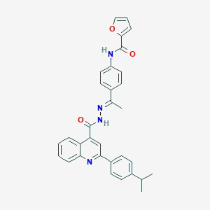molecular formula C32H28N4O3 B454030 N-[4-(N-{[2-(4-isopropylphenyl)-4-quinolinyl]carbonyl}ethanehydrazonoyl)phenyl]-2-furamide 