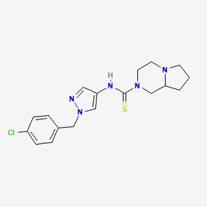 molecular formula C18H22ClN5S B4540303 N-[1-(4-chlorobenzyl)-1H-pyrazol-4-yl]hexahydropyrrolo[1,2-a]pyrazine-2(1H)-carbothioamide 