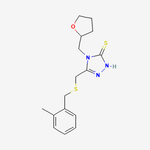 molecular formula C16H21N3OS2 B4540308 5-{[(2-methylbenzyl)thio]methyl}-4-(tetrahydro-2-furanylmethyl)-4H-1,2,4-triazole-3-thiol 