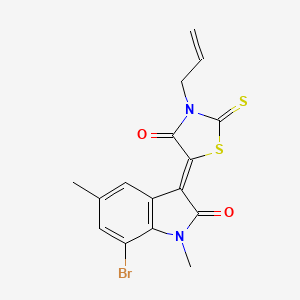 3-(3-allyl-4-oxo-2-thioxo-1,3-thiazolidin-5-ylidene)-7-bromo-1,5-dimethyl-1,3-dihydro-2H-indol-2-one