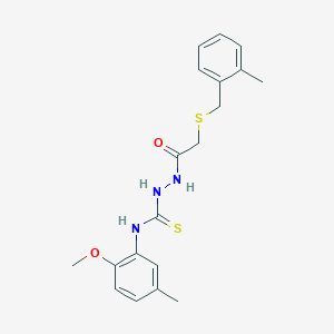 molecular formula C19H23N3O2S2 B4540325 N-(2-methoxy-5-methylphenyl)-2-{[(2-methylbenzyl)thio]acetyl}hydrazinecarbothioamide 
