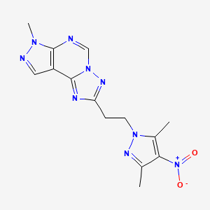 molecular formula C14H15N9O2 B4540339 2-[2-(3,5-dimethyl-4-nitro-1H-pyrazol-1-yl)ethyl]-7-methyl-7H-pyrazolo[4,3-e][1,2,4]triazolo[1,5-c]pyrimidine 