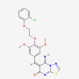 molecular formula C22H19ClN4O5S B4540358 6-{4-[2-(2-chlorophenoxy)ethoxy]-3,5-dimethoxybenzylidene}-5-imino-5,6-dihydro-7H-[1,3,4]thiadiazolo[3,2-a]pyrimidin-7-one 