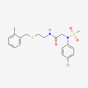 molecular formula C19H23ClN2O3S2 B4540401 N~2~-(4-chlorophenyl)-N~1~-{2-[(2-methylbenzyl)thio]ethyl}-N~2~-(methylsulfonyl)glycinamide 