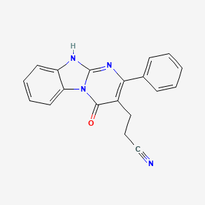 molecular formula C19H14N4O B4540452 3-(4-oxo-2-phenyl-1,4-dihydropyrimido[1,2-a]benzimidazol-3-yl)propanenitrile 