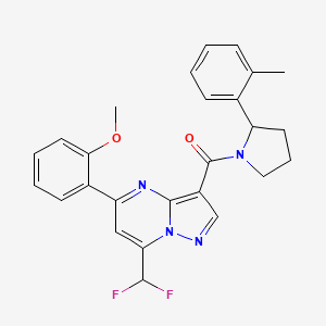 molecular formula C26H24F2N4O2 B4540479 7-(difluoromethyl)-5-(2-methoxyphenyl)-3-{[2-(2-methylphenyl)-1-pyrrolidinyl]carbonyl}pyrazolo[1,5-a]pyrimidine 