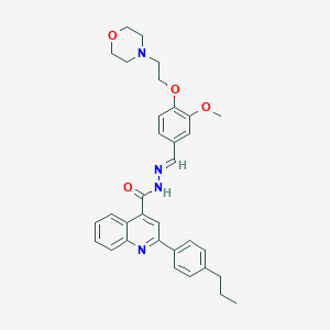 molecular formula C33H36N4O4 B454048 N'-{3-methoxy-4-[2-(4-morpholinyl)ethoxy]benzylidene}-2-(4-propylphenyl)-4-quinolinecarbohydrazide 