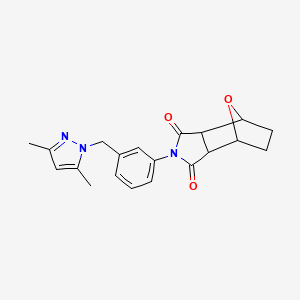 molecular formula C20H21N3O3 B4540490 4-{3-[(3,5-dimethyl-1H-pyrazol-1-yl)methyl]phenyl}-10-oxa-4-azatricyclo[5.2.1.0~2,6~]decane-3,5-dione 