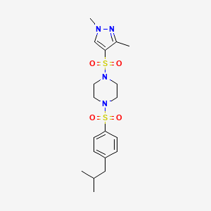 molecular formula C19H28N4O4S2 B4540493 1-[(1,3-dimethyl-1H-pyrazol-4-yl)sulfonyl]-4-[(4-isobutylphenyl)sulfonyl]piperazine 