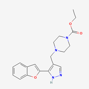 molecular formula C19H22N4O3 B4540505 ethyl 4-{[3-(1-benzofuran-2-yl)-1H-pyrazol-4-yl]methyl}-1-piperazinecarboxylate 