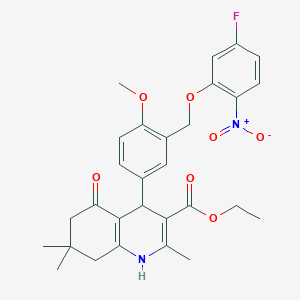 Ethyl 4-[3-({5-fluoro-2-nitrophenoxy}methyl)-4-methoxyphenyl]-2,7,7-trimethyl-5-oxo-1,4,5,6,7,8-hexahydro-3-quinolinecarboxylate