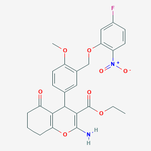 ethyl 2-amino-4-[3-({5-fluoro-2-nitrophenoxy}methyl)-4-methoxyphenyl]-5-oxo-5,6,7,8-tetrahydro-4H-chromene-3-carboxylate