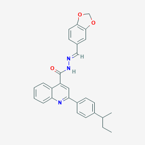 molecular formula C28H25N3O3 B454059 N'-(1,3-benzodioxol-5-ylmethylene)-2-(4-sec-butylphenyl)-4-quinolinecarbohydrazide 