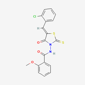 molecular formula C18H13ClN2O3S2 B4540610 N-[5-(2-chlorobenzylidene)-4-oxo-2-thioxo-1,3-thiazolidin-3-yl]-2-methoxybenzamide 
