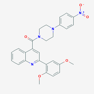 molecular formula C28H26N4O5 B454065 2-(2,5-Dimethoxyphenyl)-4-[(4-{4-nitrophenyl}-1-piperazinyl)carbonyl]quinoline 