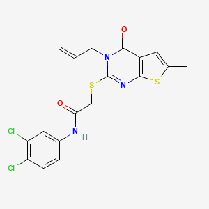 molecular formula C18H15Cl2N3O2S2 B4540650 2-[(3-allyl-6-methyl-4-oxo-3,4-dihydrothieno[2,3-d]pyrimidin-2-yl)thio]-N-(3,4-dichlorophenyl)acetamide 