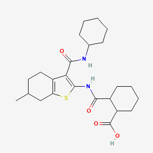 molecular formula C24H34N2O4S B4540658 2-[({3-[(cyclohexylamino)carbonyl]-6-methyl-4,5,6,7-tetrahydro-1-benzothien-2-yl}amino)carbonyl]cyclohexanecarboxylic acid 