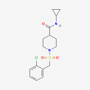 molecular formula C16H21ClN2O3S B4540696 1-[(2-chlorobenzyl)sulfonyl]-N-cyclopropyl-4-piperidinecarboxamide 